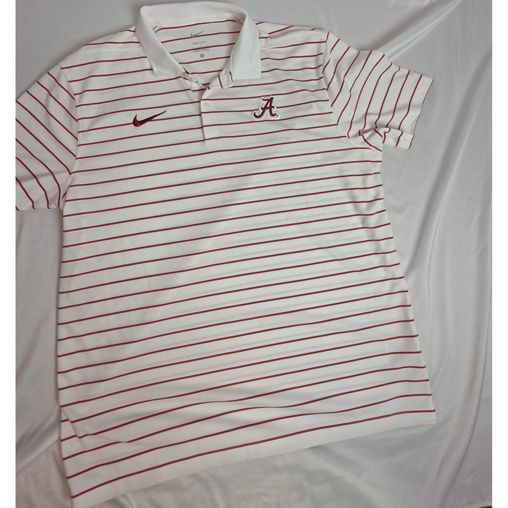 Nike Alabama Crimson Tide Mens L Dri-FIT Victory Stripe Coaches Sideline Polo